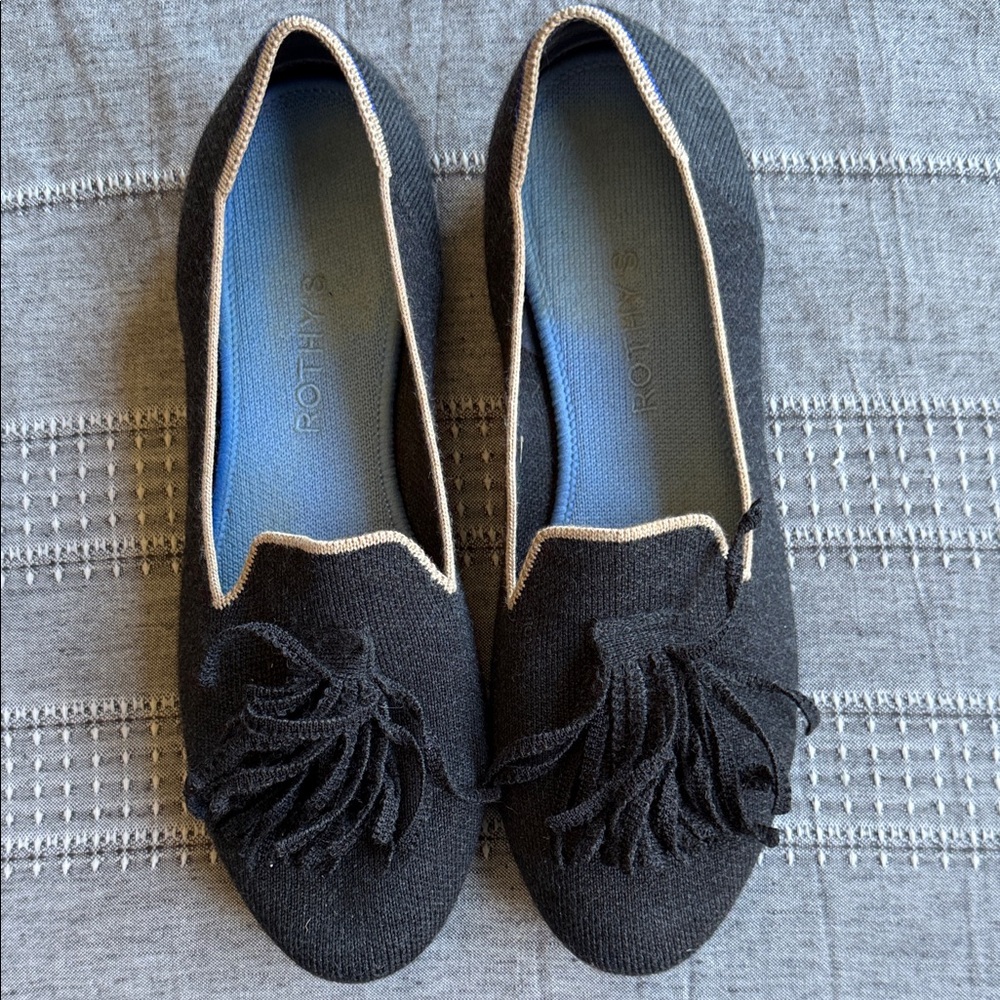 Rothy's Black merino wool  Loafers with Tassel Detail 9.5